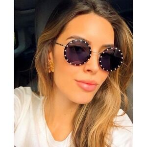 Rhinestone Round‎ Sunglasses Women's Fashion Shades Designer Style Luxury Trendy